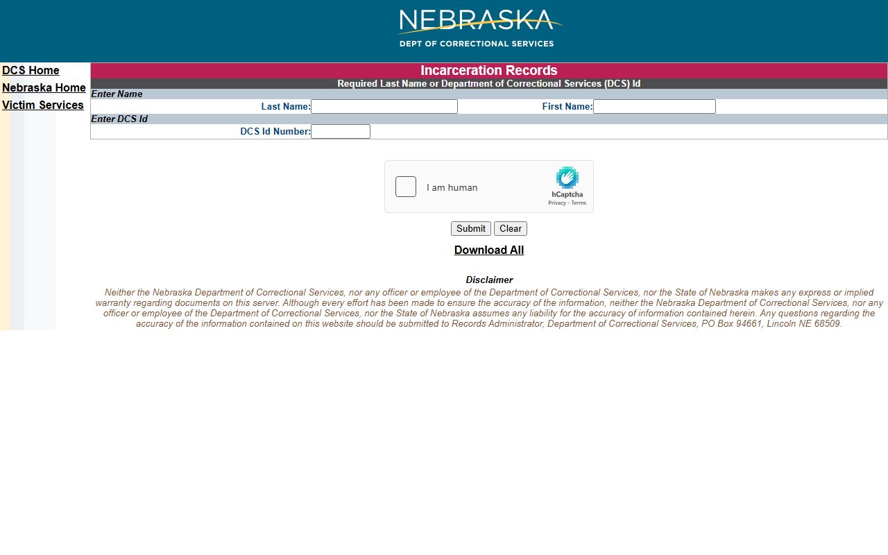 Dawson County inmate population NDCS state prison locator search fields
